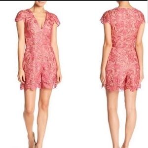 Dress the Population Pink Lace Romper NWOT